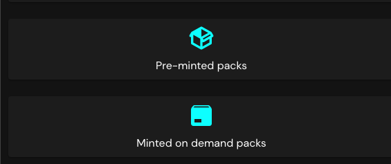 Pre-minted and Minted on demand packs links in collection management